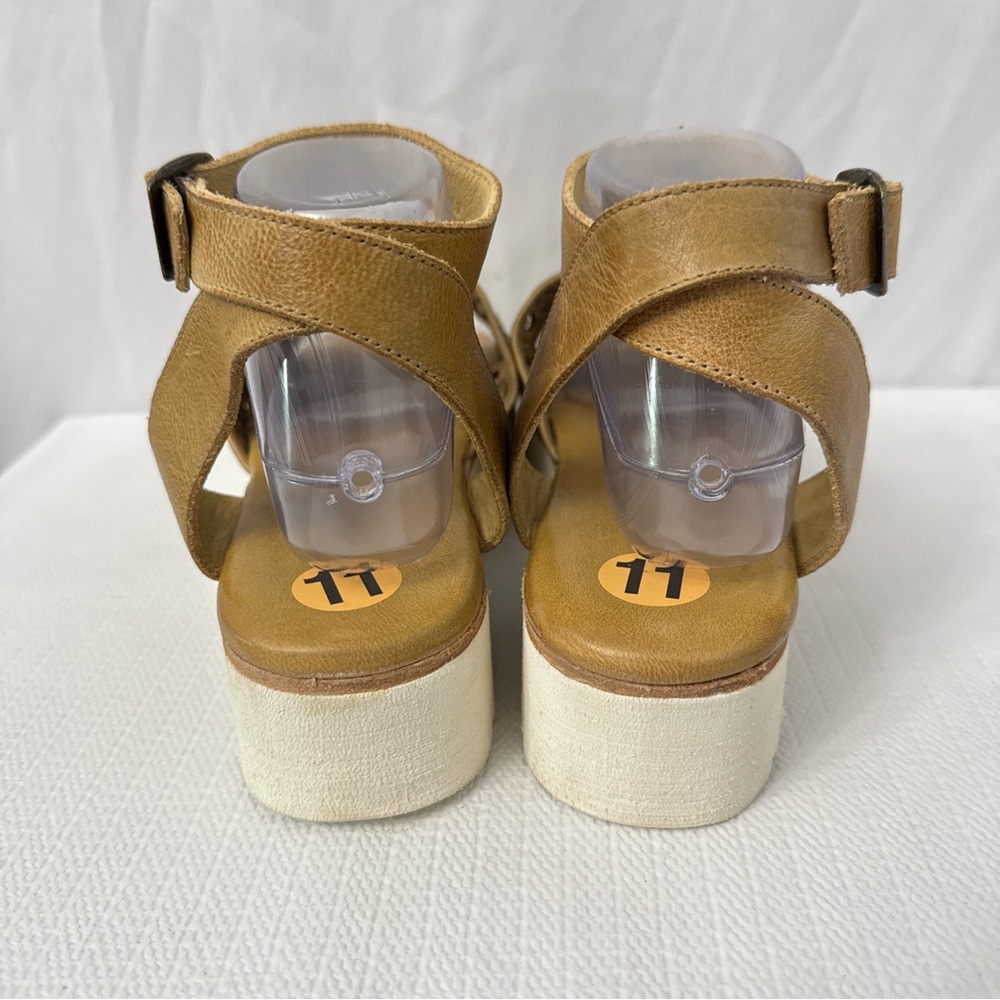 BED|STU Tan Woven Ankle-Strap Platform Sandals - Picture 4 of 9